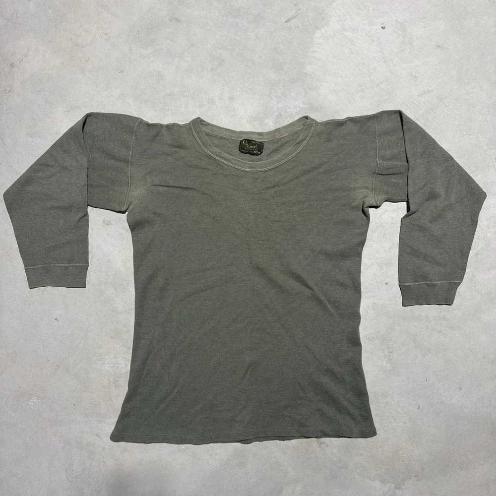 Vintage Halfwol KL 1972 Dutch Wool Sweater Olive Green Size 6 Military Army